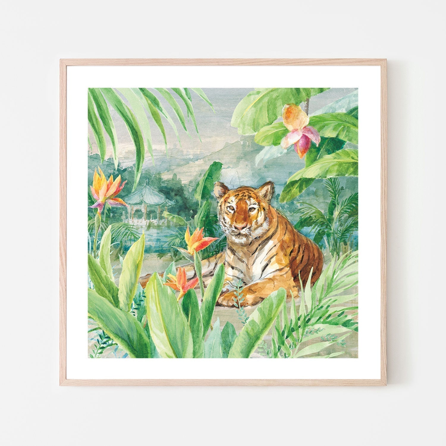 wall-art-print-canvas-poster-framed-Lounging Tiger-by-Danhui Nai-Gioia Wall Art