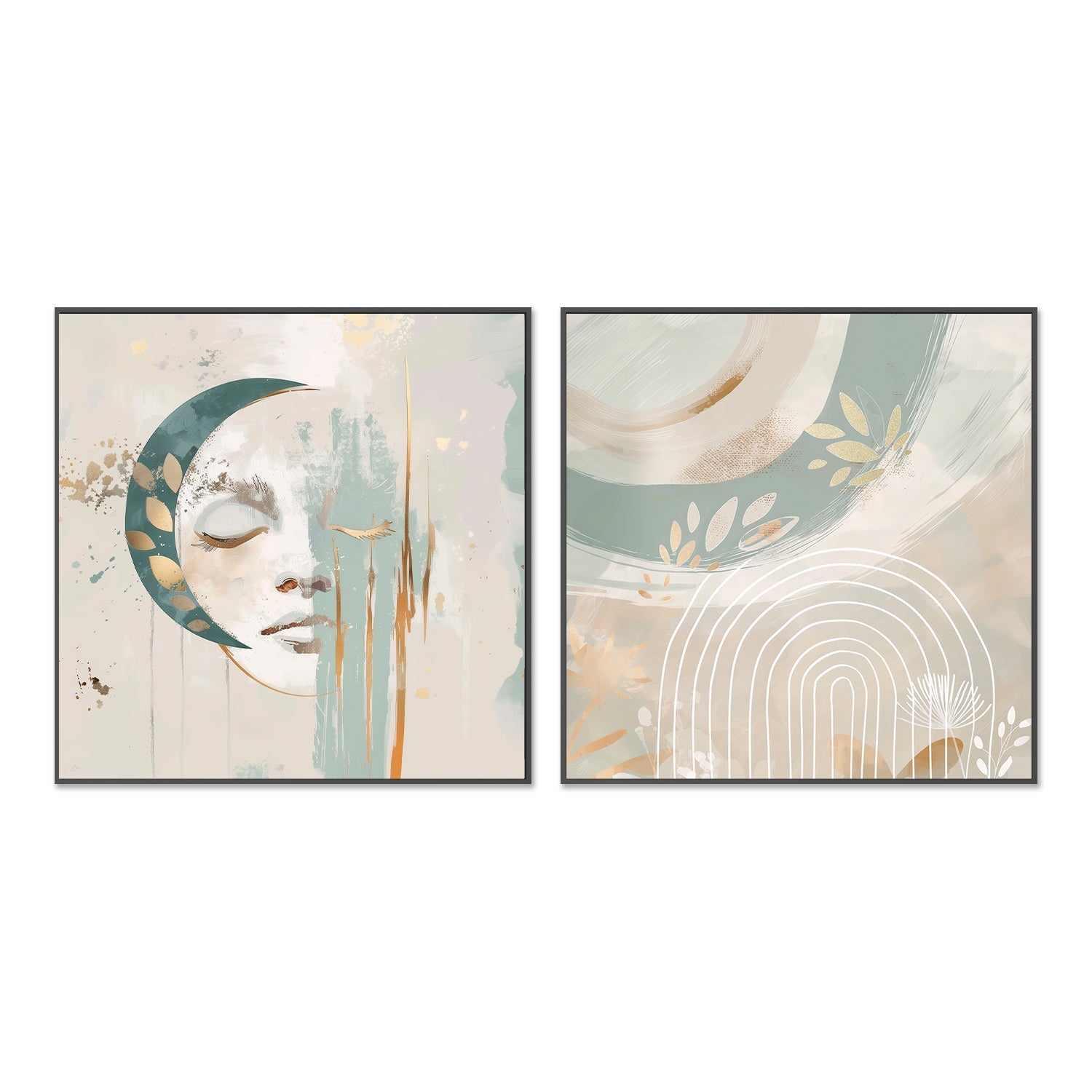wall-art-print-canvas-poster-framed-Luna Aurelia, Style A & B, Set Of 2 , By Bella Eve-3