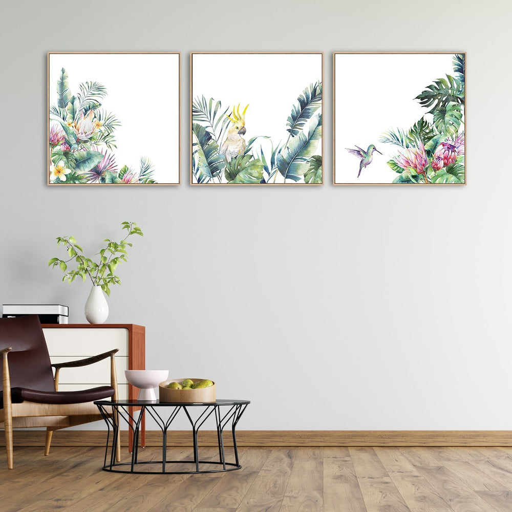 wall-art-print-canvas-poster-framed-Lush Forest Birds, Set Of 3-by-Gioia Wall Art-Gioia Wall Art