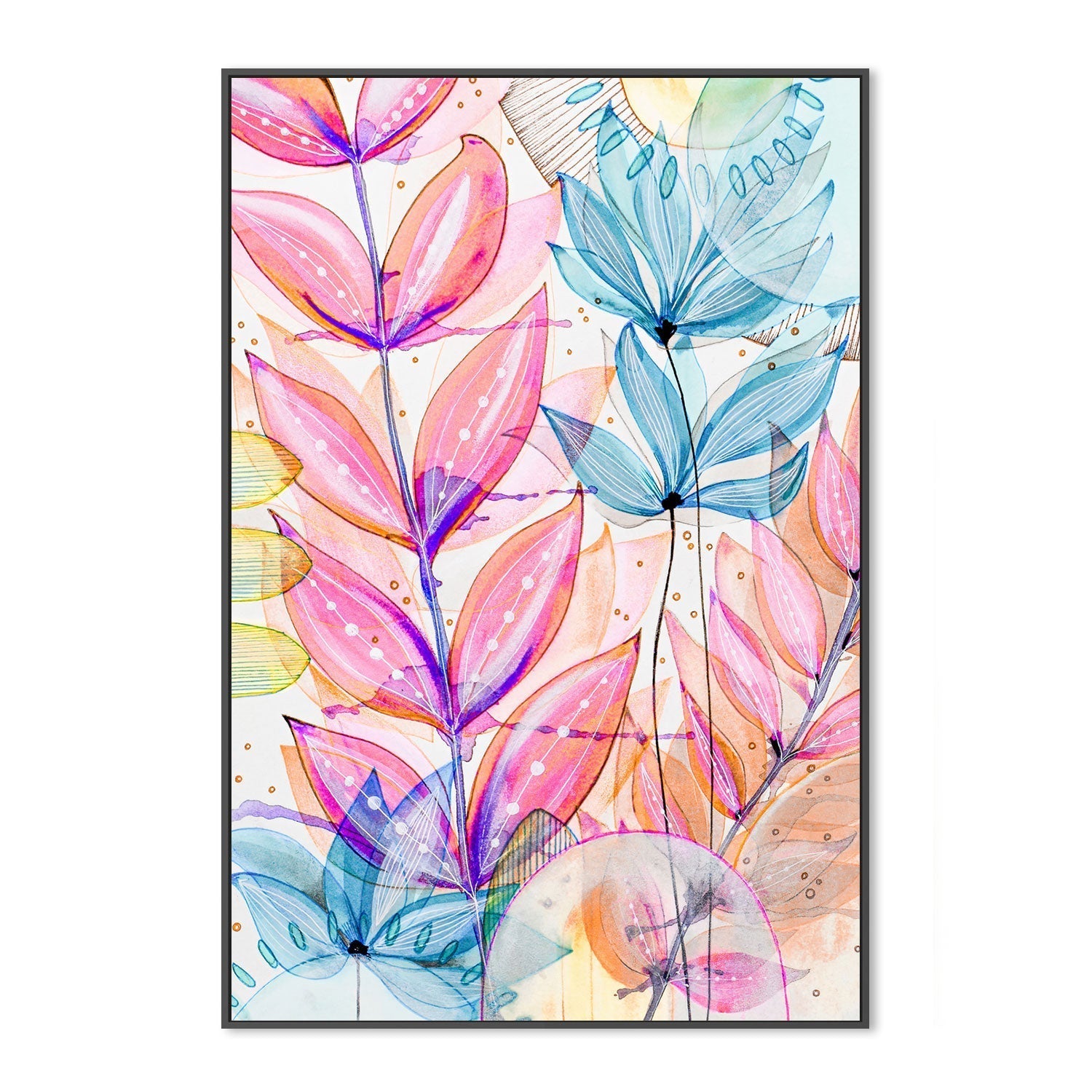 wall-art-print-canvas-poster-framed-Magenta Floral , By Sarah Carlton Art-GIOIA-WALL-ART