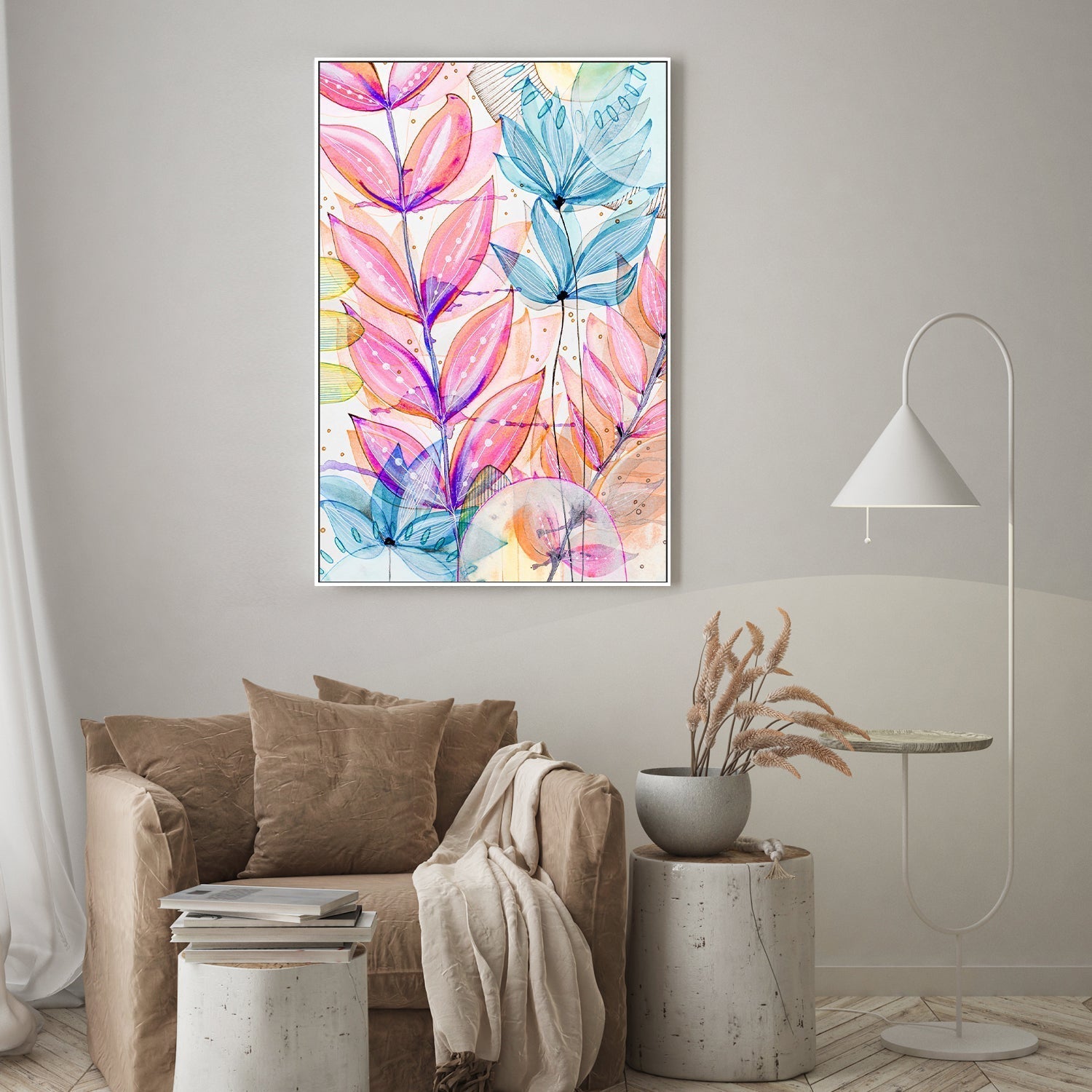 wall-art-print-canvas-poster-framed-Magenta Floral , By Sarah Carlton Art-GIOIA-WALL-ART