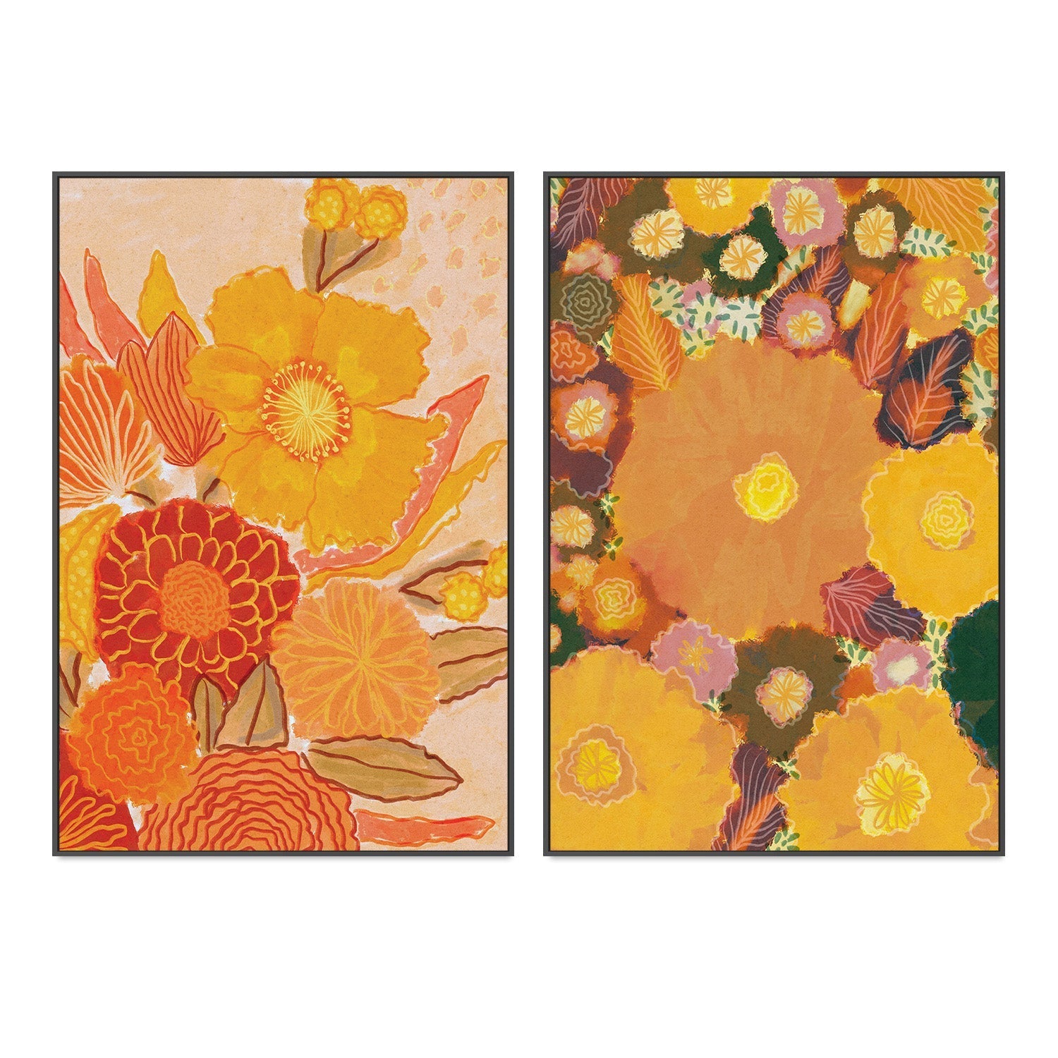 wall-art-print-canvas-poster-framed-Magic Bouquet and Magic Garden, Set of 2-3