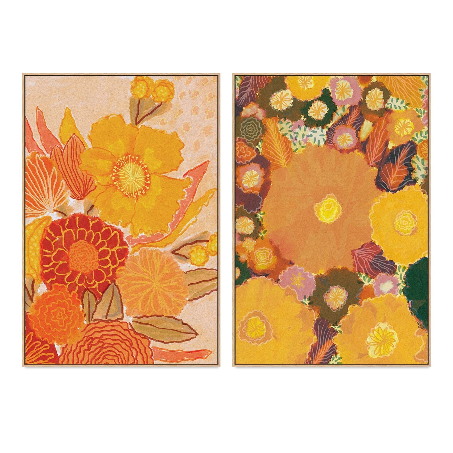 wall-art-print-canvas-poster-framed-Magic Bouquet and Magic Garden, Set of 2-4