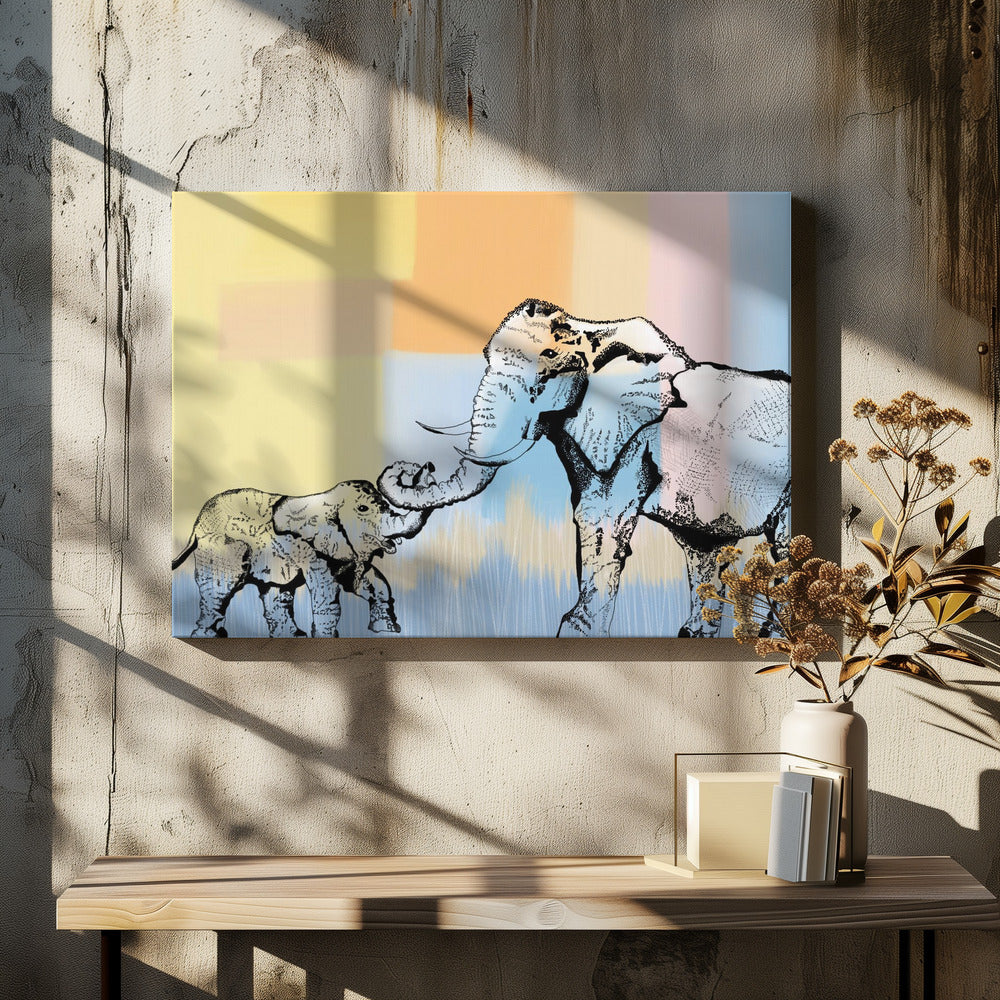 wall-art-print-canvas-poster-framed-Mama Elephant and Baby , By Art by the Ocean-2