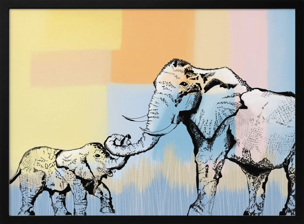 wall-art-print-canvas-poster-framed-Mama Elephant and Baby , By Art by the Ocean-3
