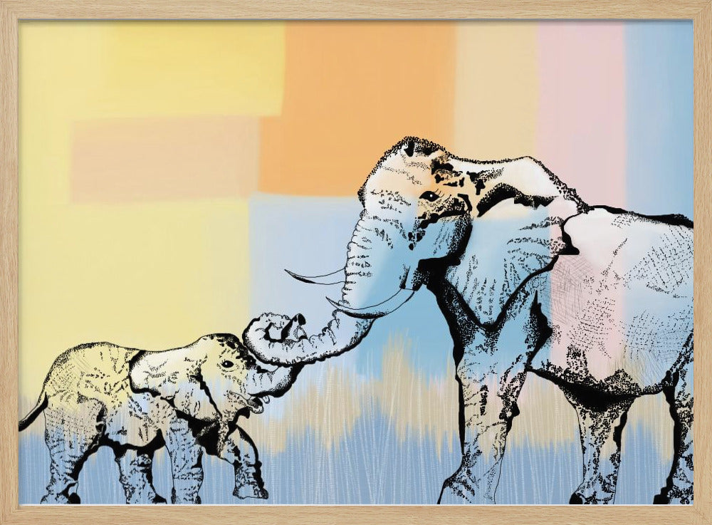 wall-art-print-canvas-poster-framed-Mama Elephant and Baby , By Art by the Ocean-4