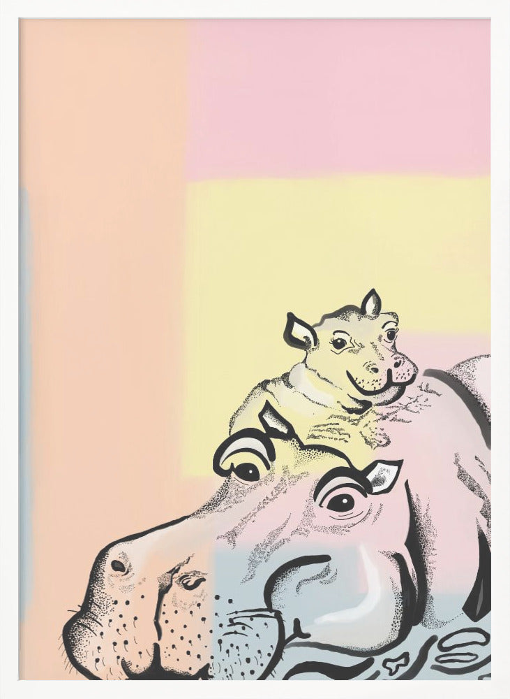 wall-art-print-canvas-poster-framed-Mama Hippo and Baby , By Art by the Ocean-5