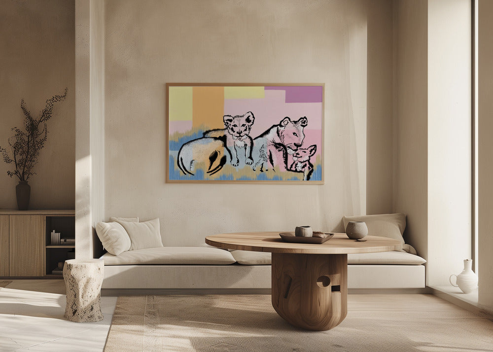 wall-art-print-canvas-poster-framed-Mama Lioness and Cubs , By Art by the Ocean-8