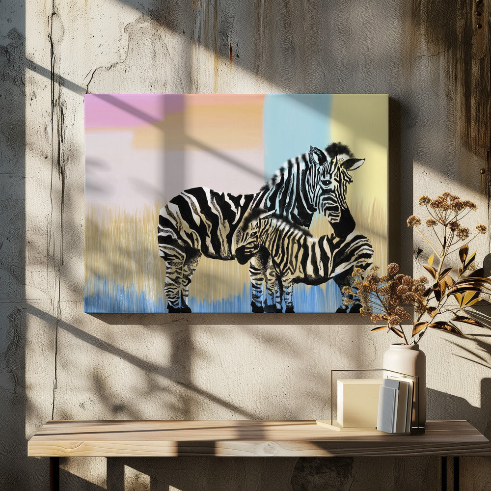 wall-art-print-canvas-poster-framed-Mama Zebra and Baby , By Art by the Ocean-2