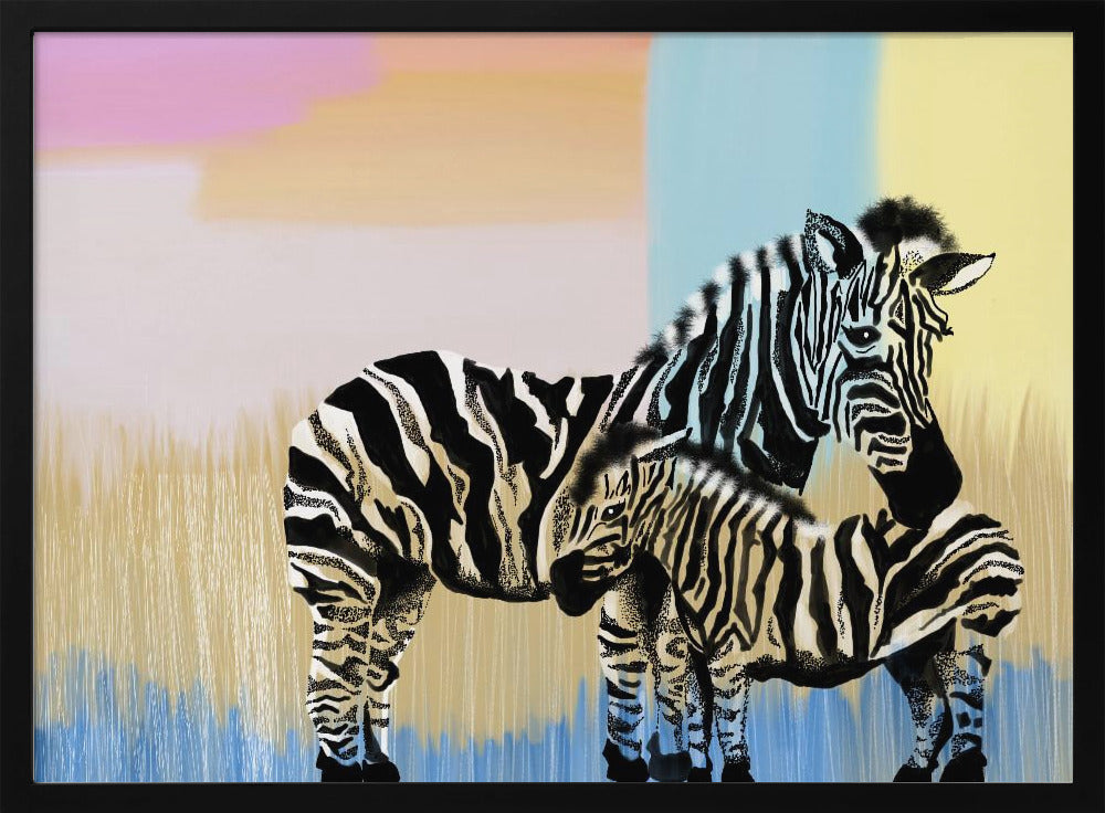 wall-art-print-canvas-poster-framed-Mama Zebra and Baby , By Art by the Ocean-3
