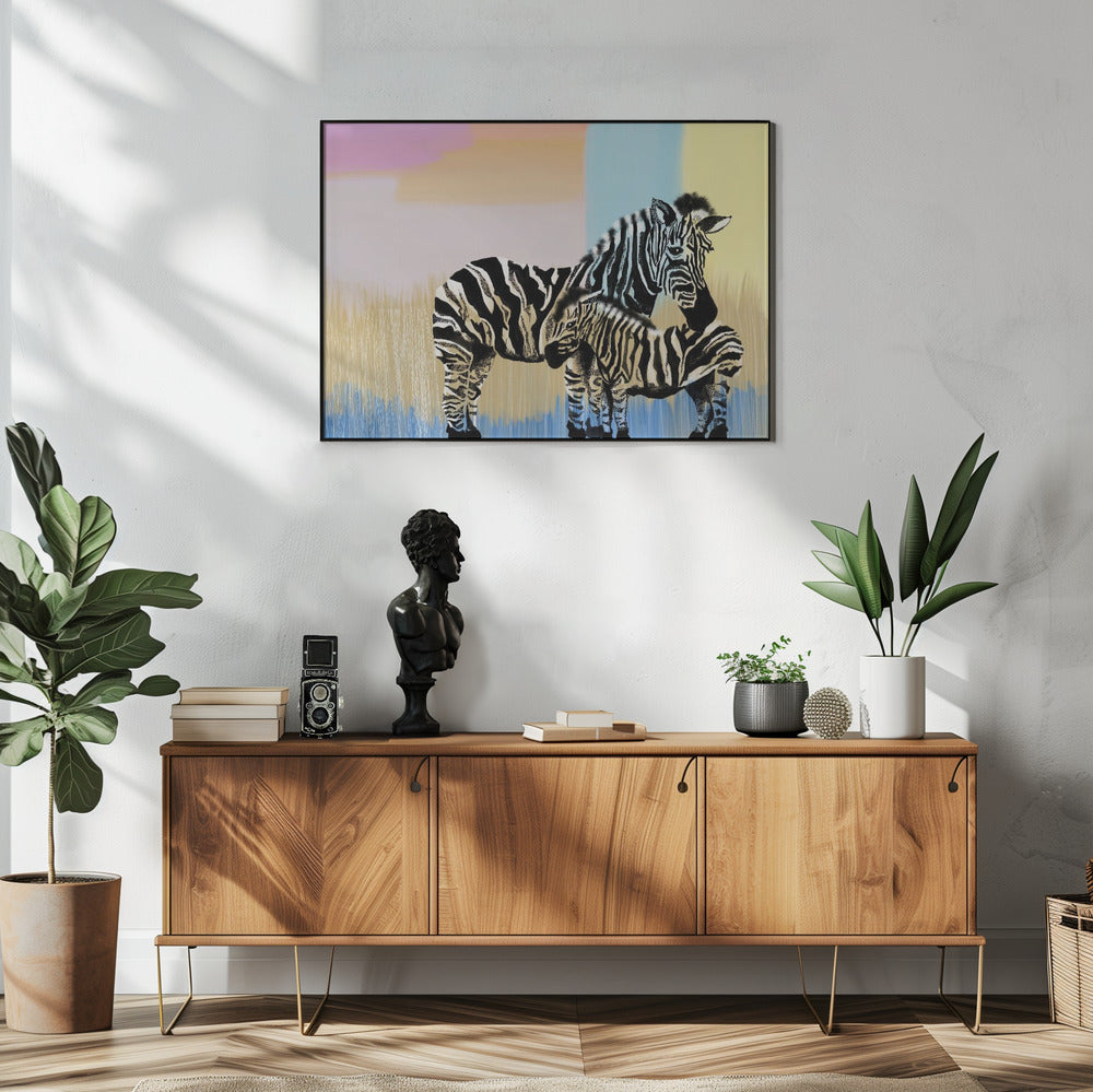 wall-art-print-canvas-poster-framed-Mama Zebra and Baby , By Art by the Ocean-6