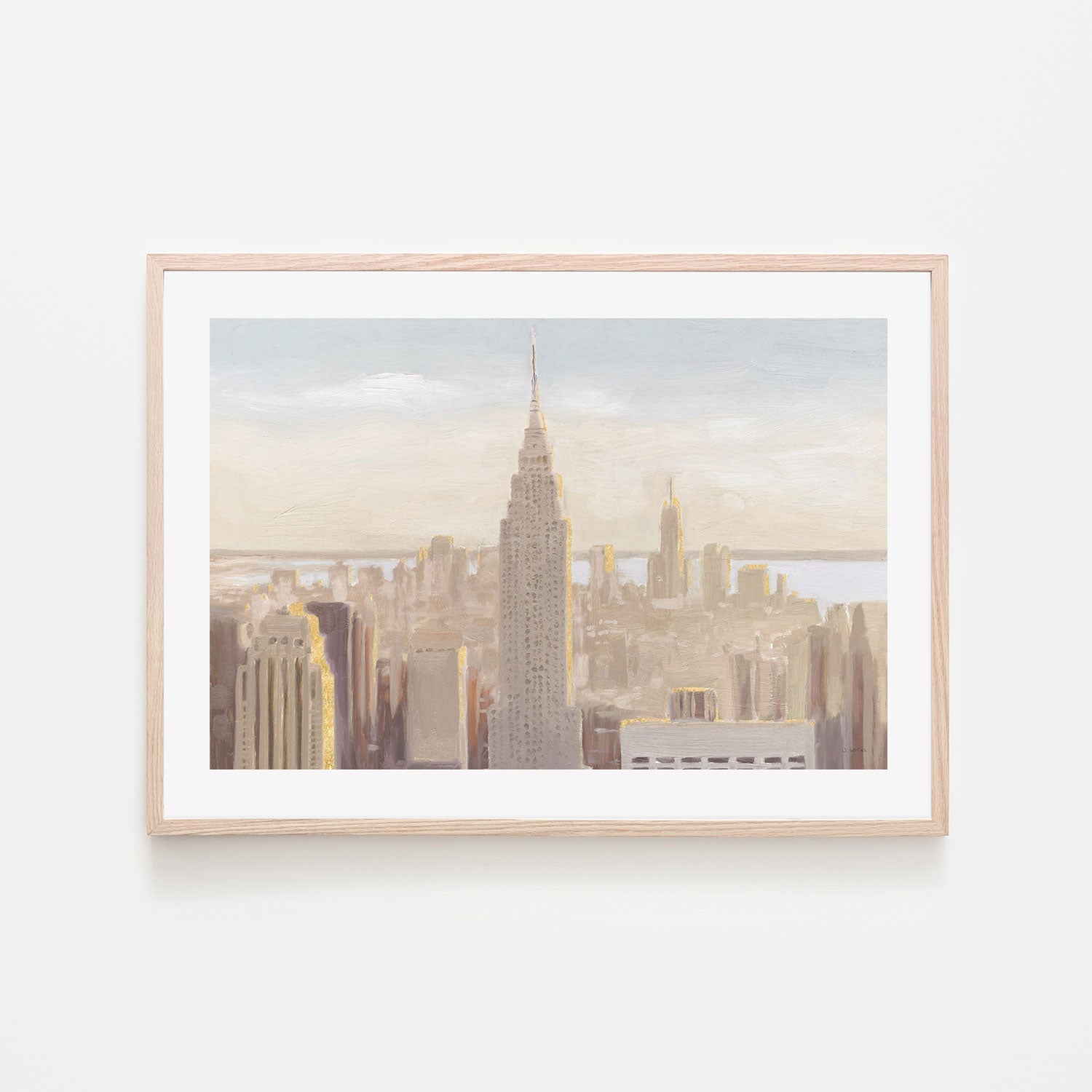 wall-art-print-canvas-poster-framed-Manhattan Dawn Gold and Neutral-by-James Wiens-Gioia Wall Art