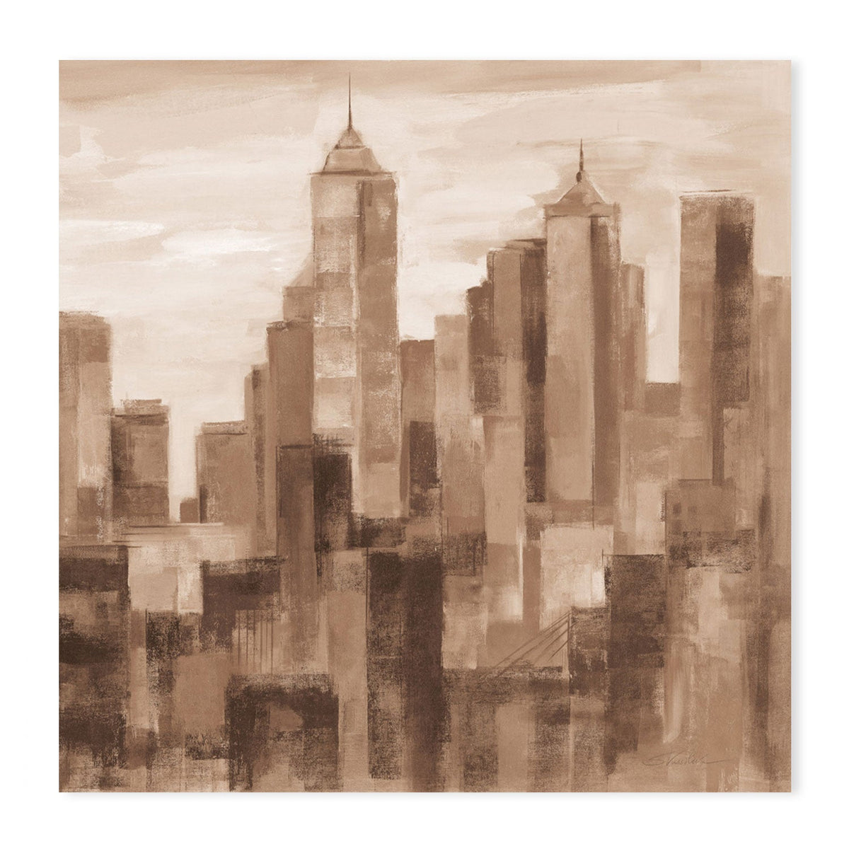 wall-art-print-canvas-poster-framed-Manhattan View Brown-by-Silvia Vassileva-Gioia Wall Art