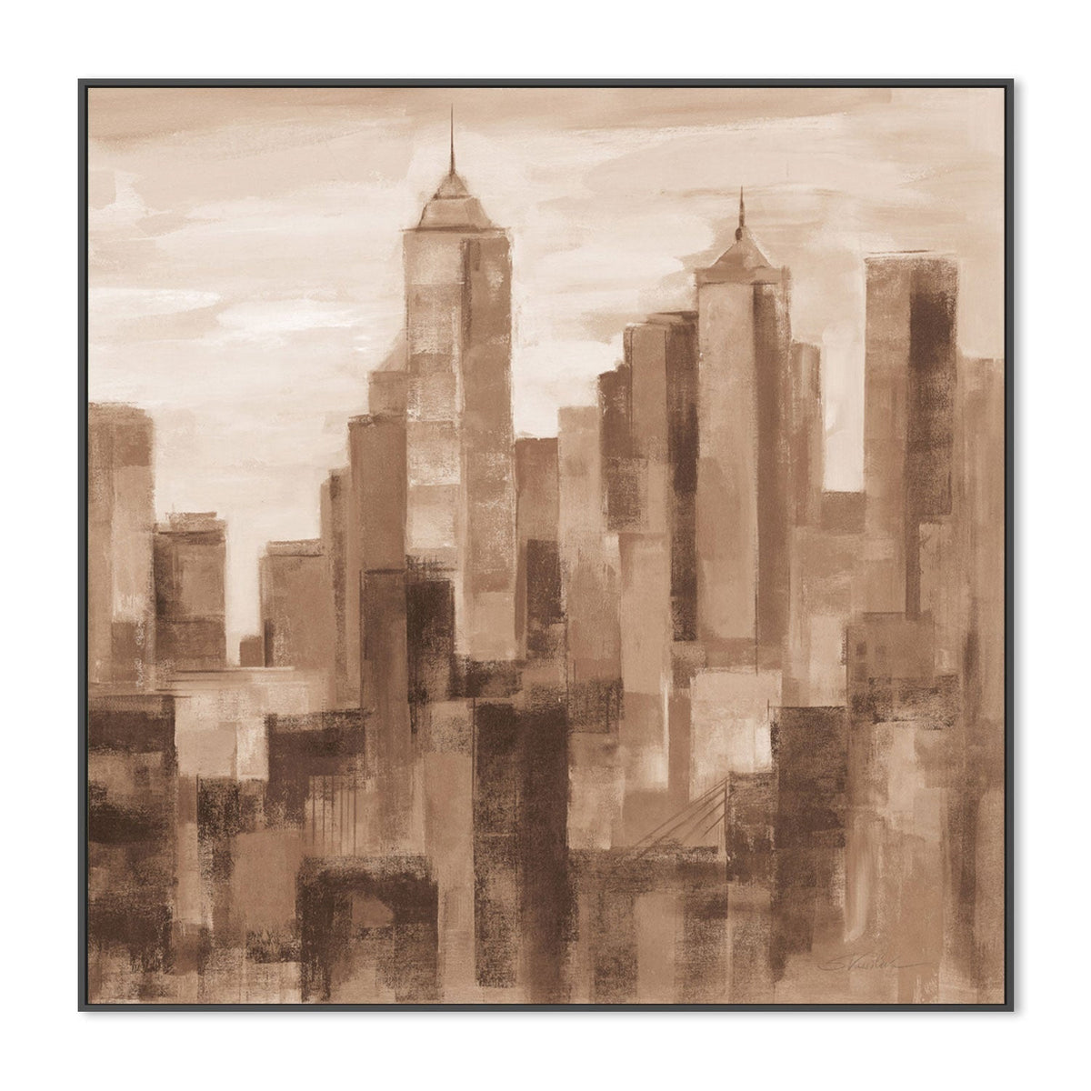 wall-art-print-canvas-poster-framed-Manhattan View Brown-by-Silvia Vassileva-Gioia Wall Art