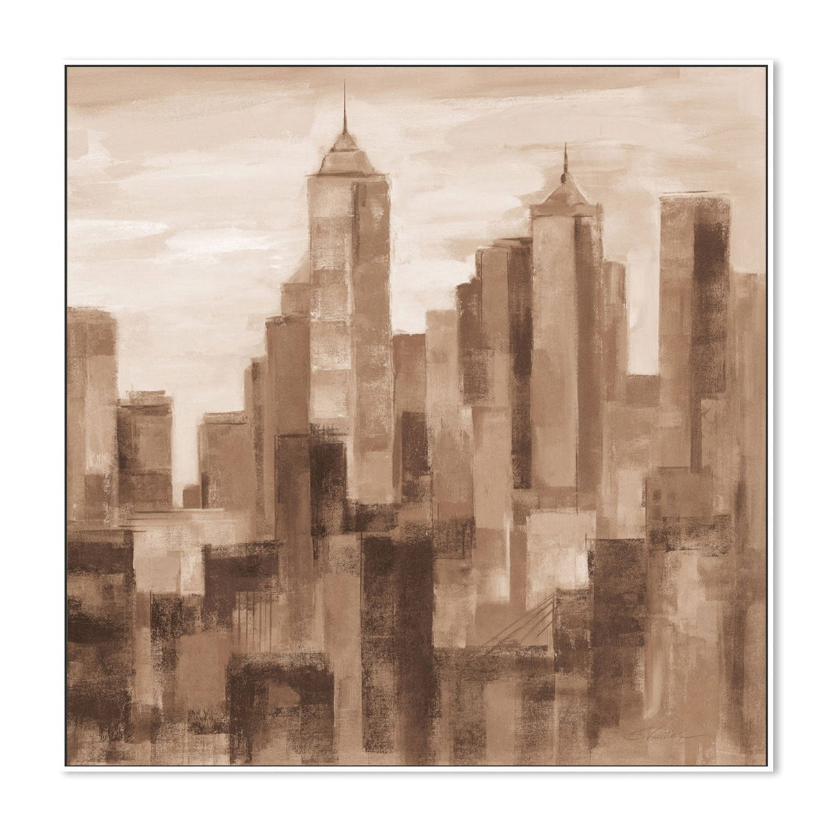 wall-art-print-canvas-poster-framed-Manhattan View Brown-by-Silvia Vassileva-Gioia Wall Art