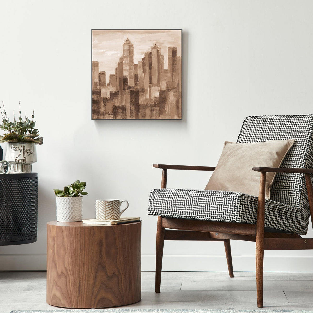 wall-art-print-canvas-poster-framed-Manhattan View Brown-by-Silvia Vassileva-Gioia Wall Art