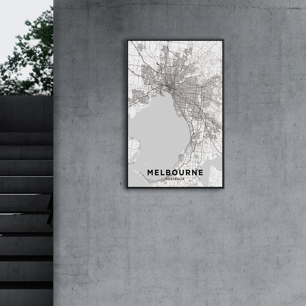 wall-art-print-canvas-poster-framed-Map Of Melbourne, Black And White-by-Gioia Wall Art-Gioia Wall Art