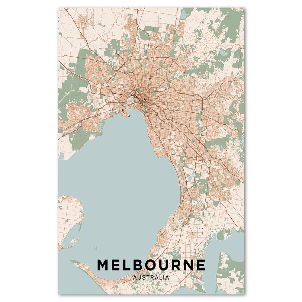 wall-art-print-canvas-poster-framed-Map Of Melbourne, Coloured-by-Gioia Wall Art-Gioia Wall Art