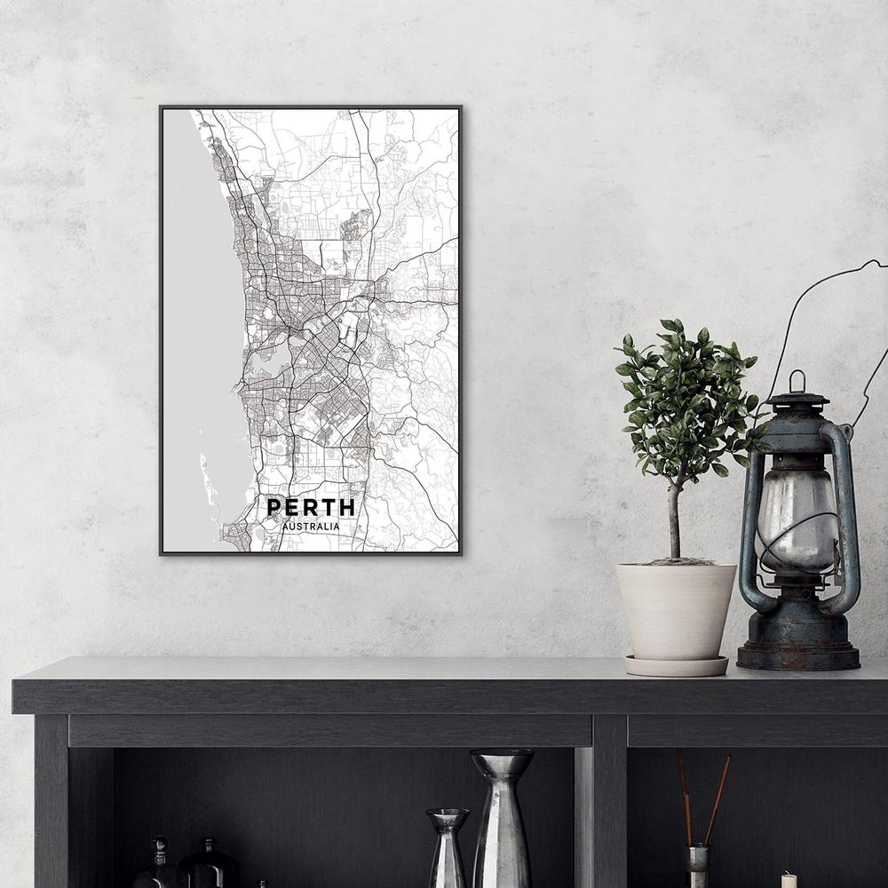 wall-art-print-canvas-poster-framed-Map Of Perth, Black And White-by-Gioia Wall Art-Gioia Wall Art