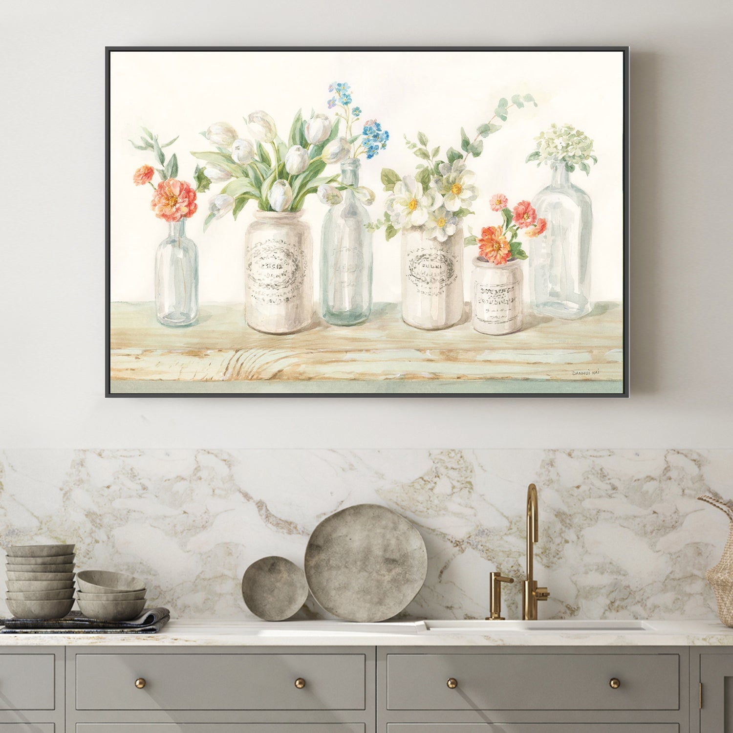 wall-art-print-canvas-poster-framed-Marmalade Flowers-by-Danhui Nai-Gioia Wall Art