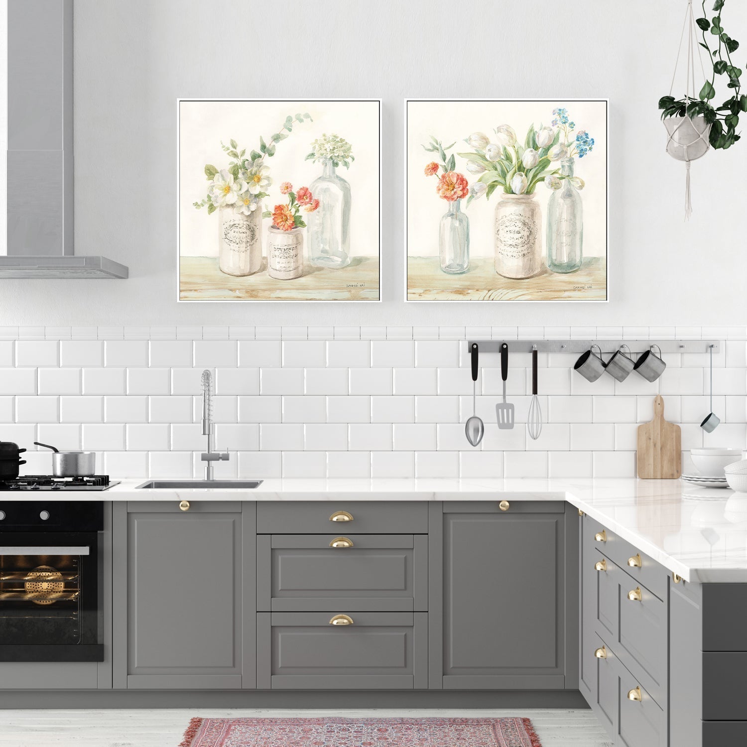 wall-art-print-canvas-poster-framed-Marmalade Flowers, Set of 2-by-Danhui Nai-Gioia Wall Art