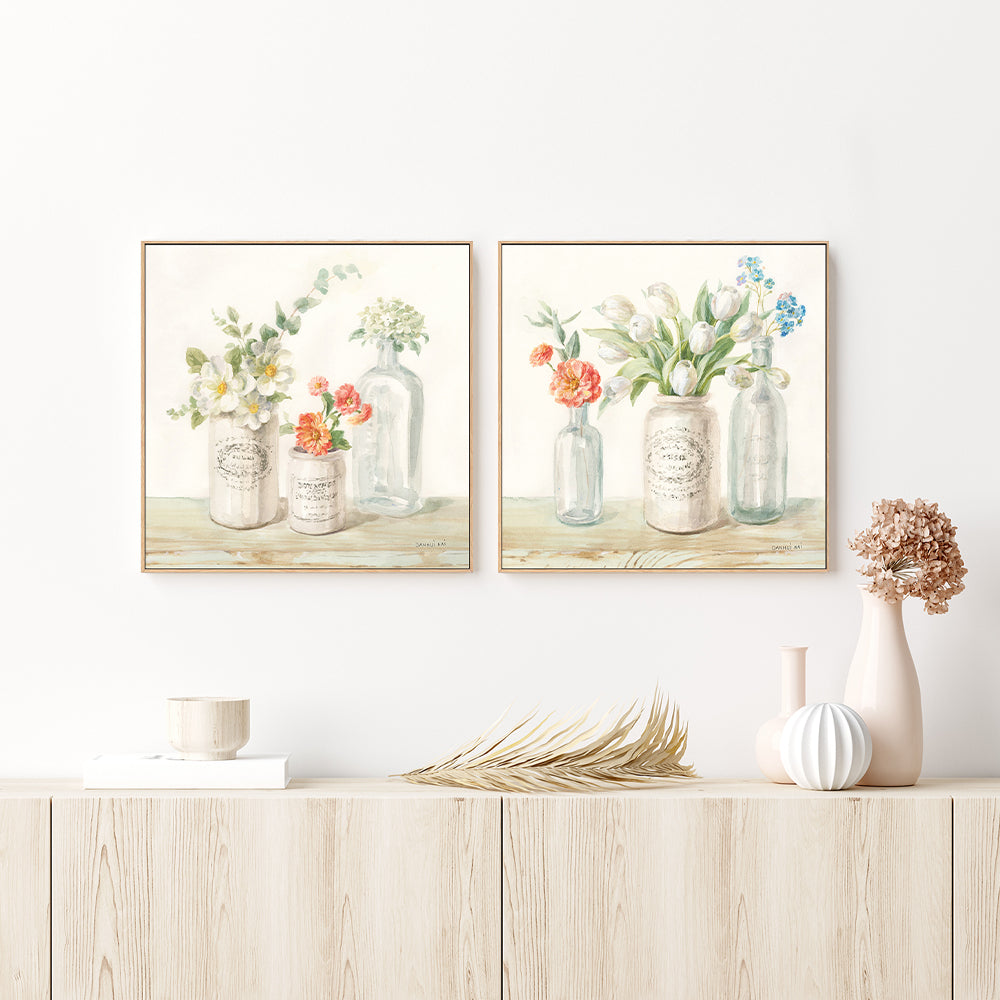wall-art-print-canvas-poster-framed-Marmalade Flowers, Set of 2-by-Danhui Nai-Gioia Wall Art