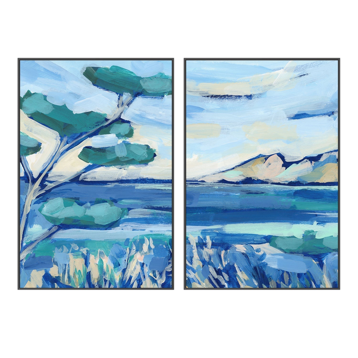 wall-art-print-canvas-poster-framed-Mediterranean Coasta , Style A & B , Set Of 2 , By Jetty Home-3