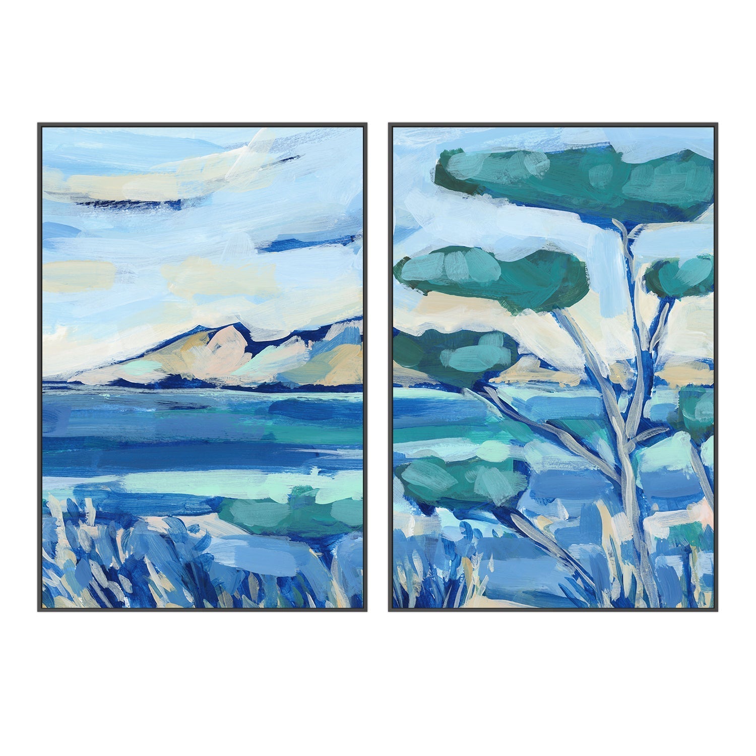 wall-art-print-canvas-poster-framed-Mediterranean Coastal , Style B & C , Set Of 2 , By Jetty Home-3
