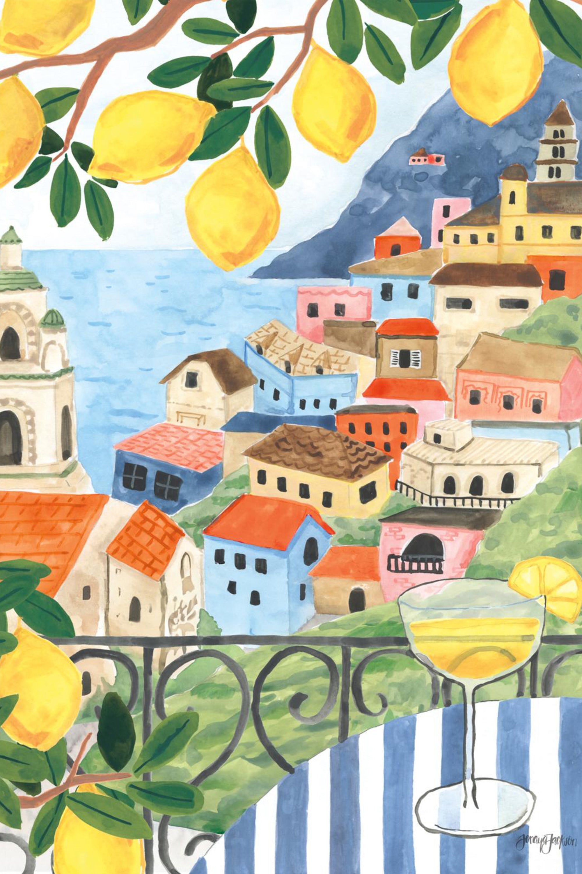 wall-art-print-canvas-poster-framed-Mediterranean View Crop, Style A-1