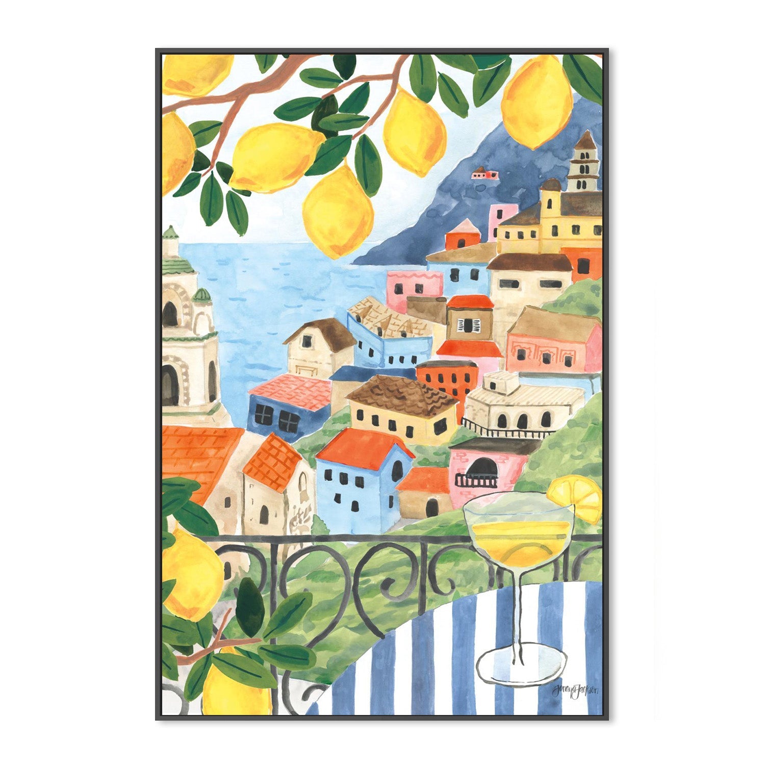 wall-art-print-canvas-poster-framed-Mediterranean View Crop, Style A-3