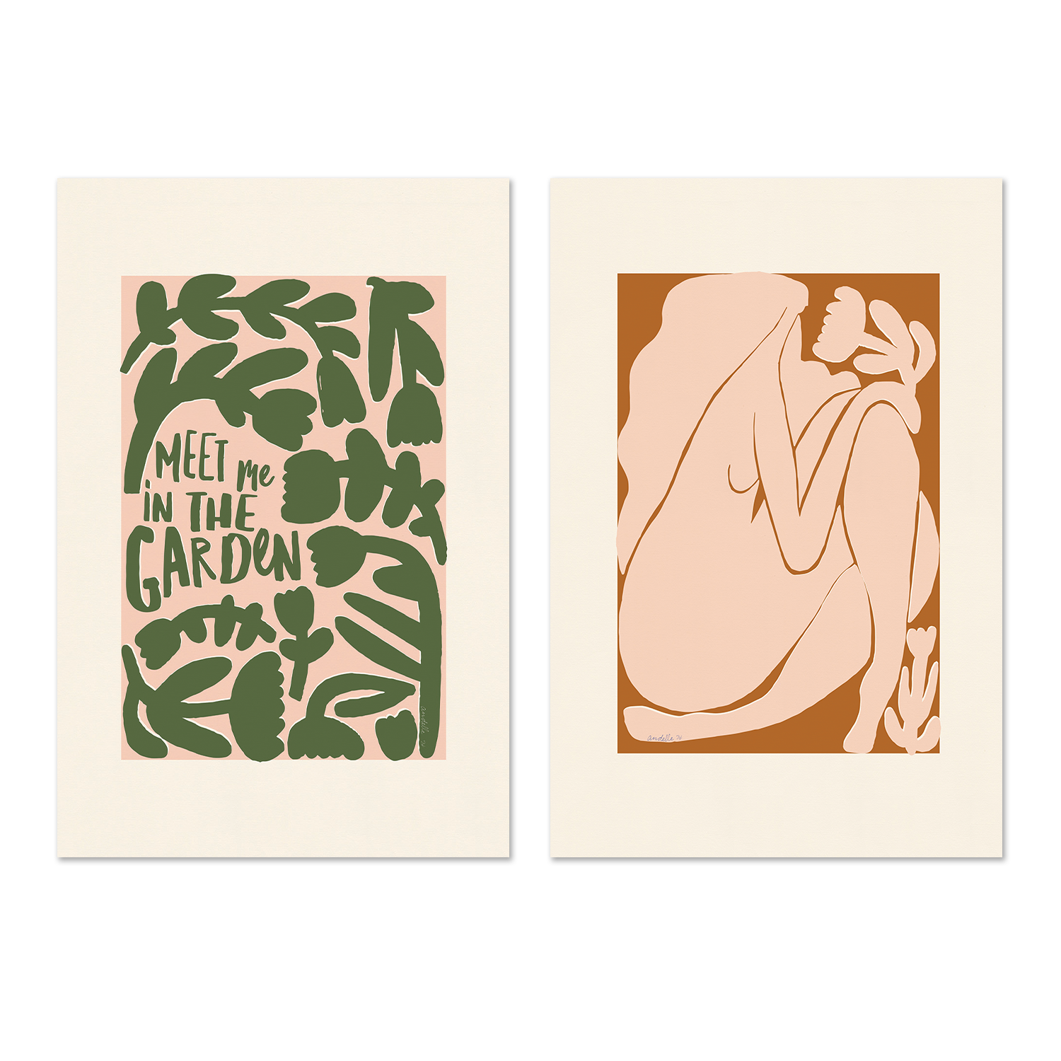 wall-art-print-canvas-poster-framed-Meet Me In The Garden, Style A & B, Set Of 2 , By Andelle Art-1
