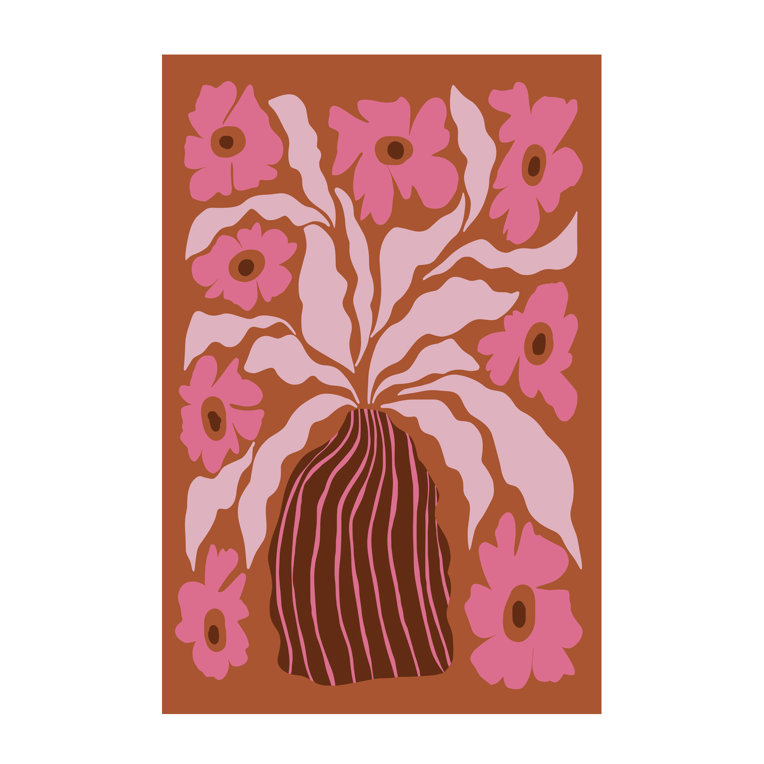 wall-art-print-canvas-poster-framed-Mid Century Blooming Pot , By Miho Art Studio-1