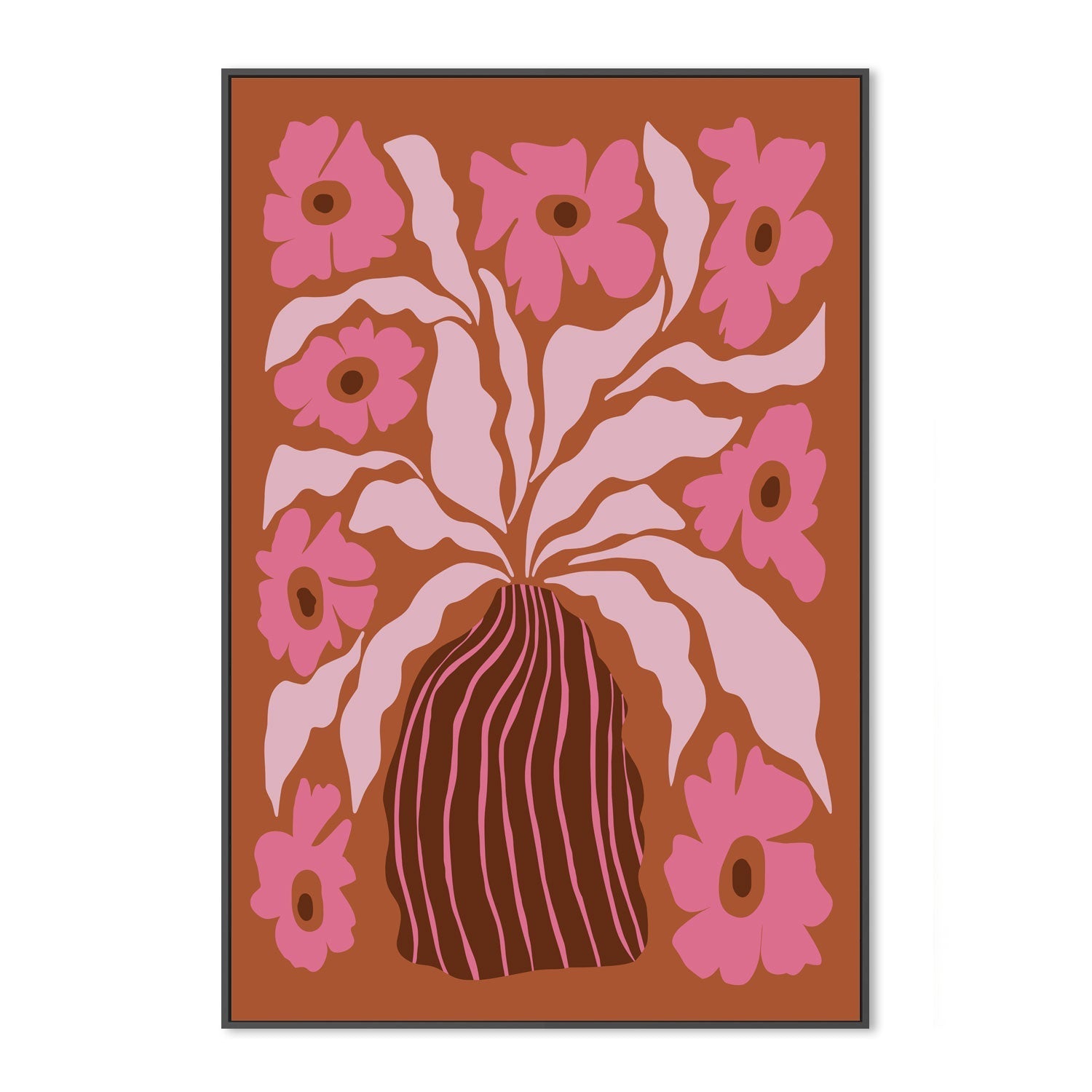 wall-art-print-canvas-poster-framed-Mid Century Blooming Pot , By Miho Art Studio-3
