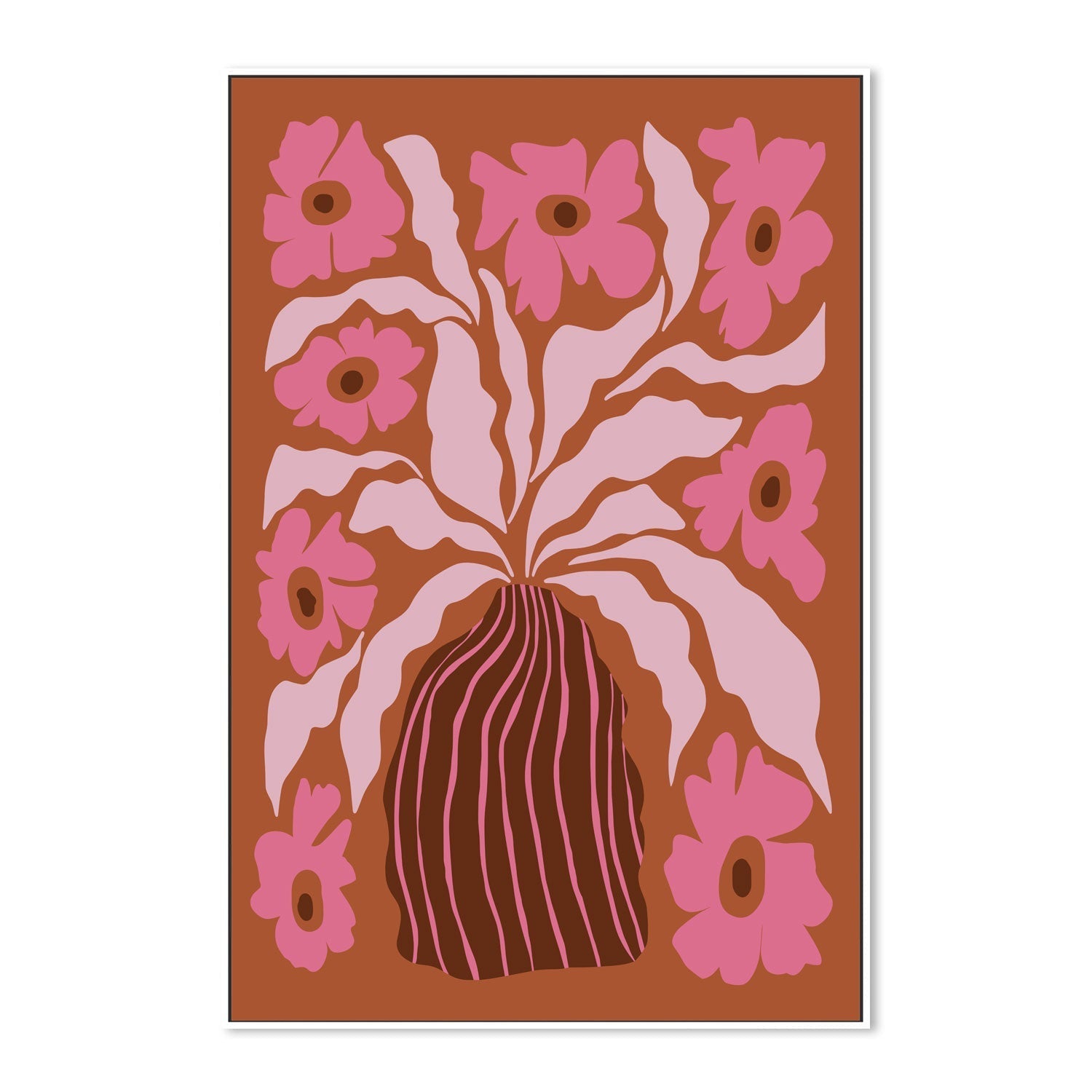 wall-art-print-canvas-poster-framed-Mid Century Blooming Pot , By Miho Art Studio-5