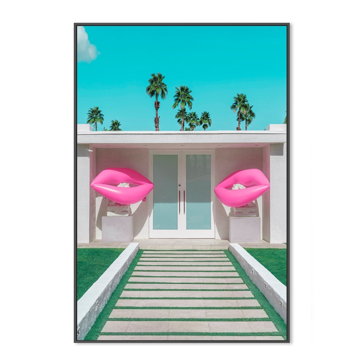 wall-art-print-canvas-poster-framed-Mid-Century Modern House with Pink Lips-3
