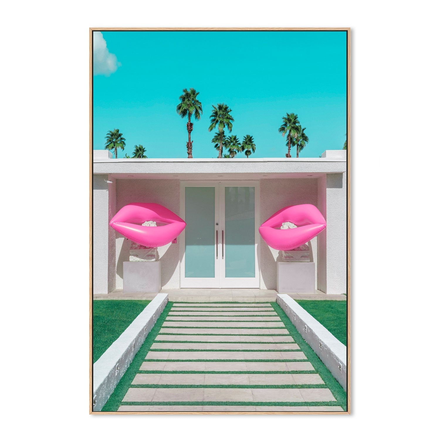 wall-art-print-canvas-poster-framed-Mid-Century Modern House with Pink Lips-4