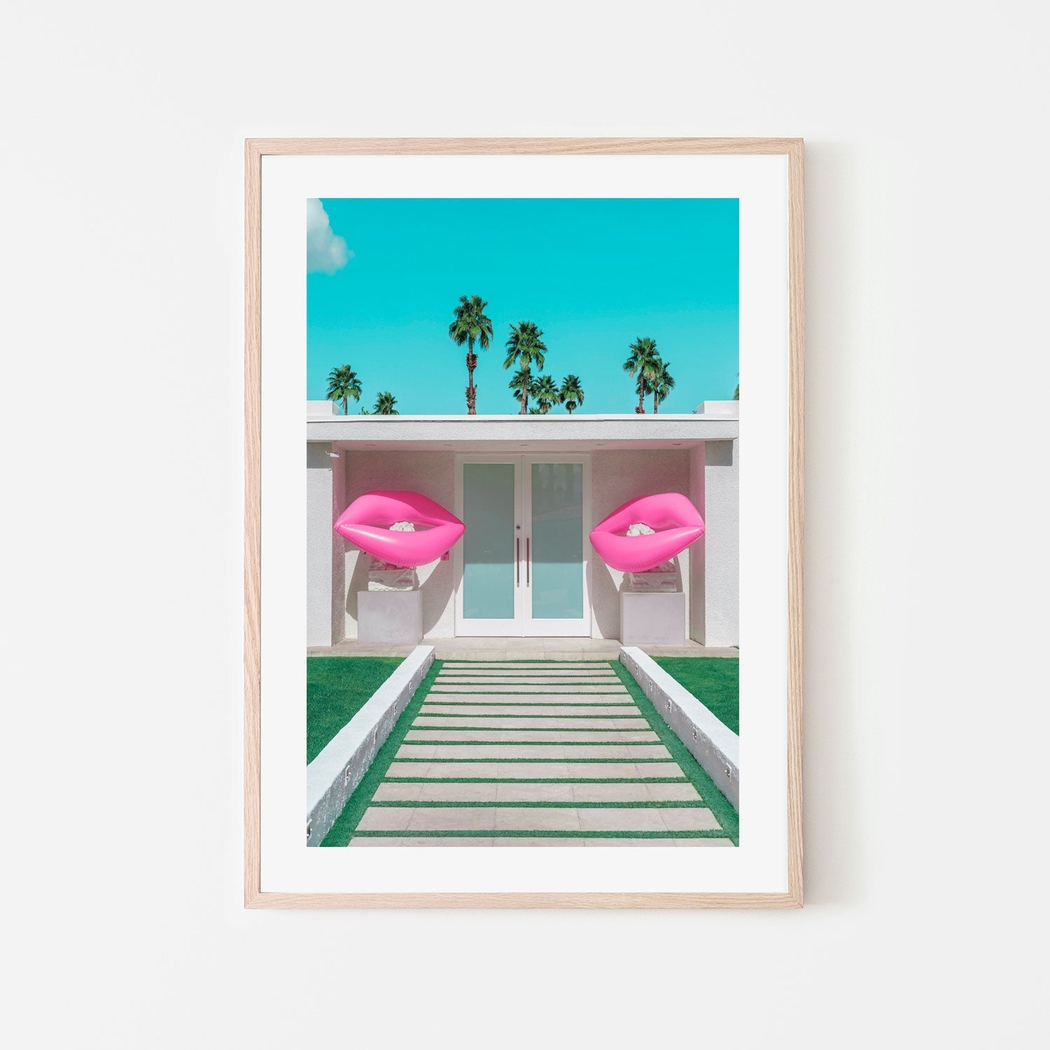 wall-art-print-canvas-poster-framed-Mid-Century Modern House with Pink Lips-6