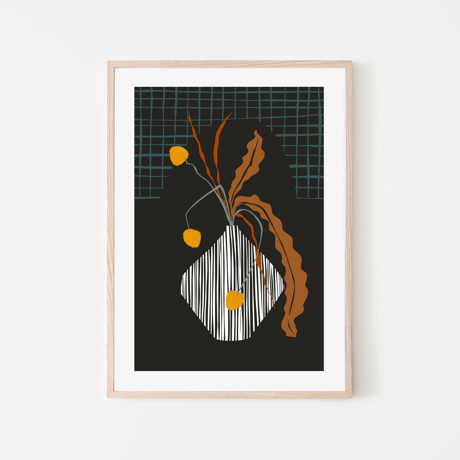wall-art-print-canvas-poster-framed-Midcentury Ikebana Dark-6