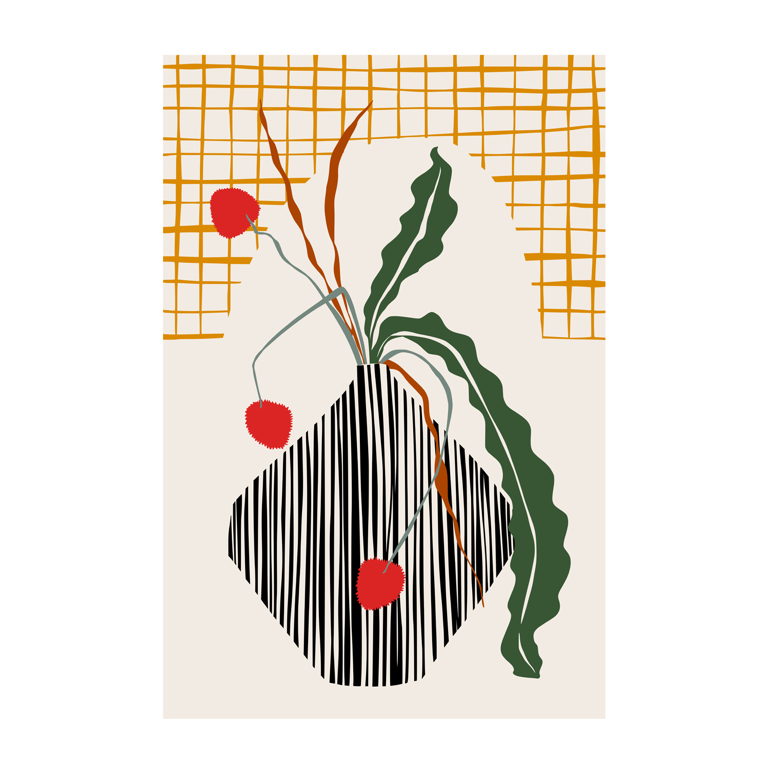 wall-art-print-canvas-poster-framed-Midcentury Ikebana Light-1