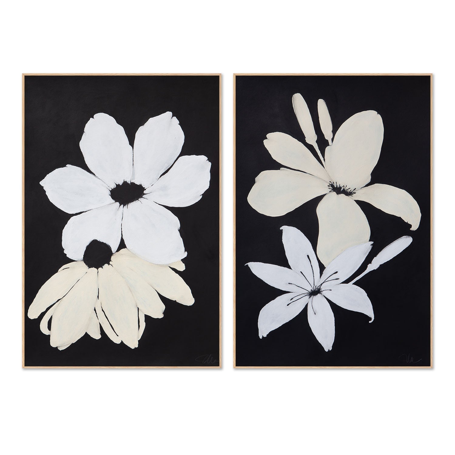 wall-art-print-canvas-poster-framed-Midnight Florals, Style C & D, Set Of 2 , By Filippoloco-4