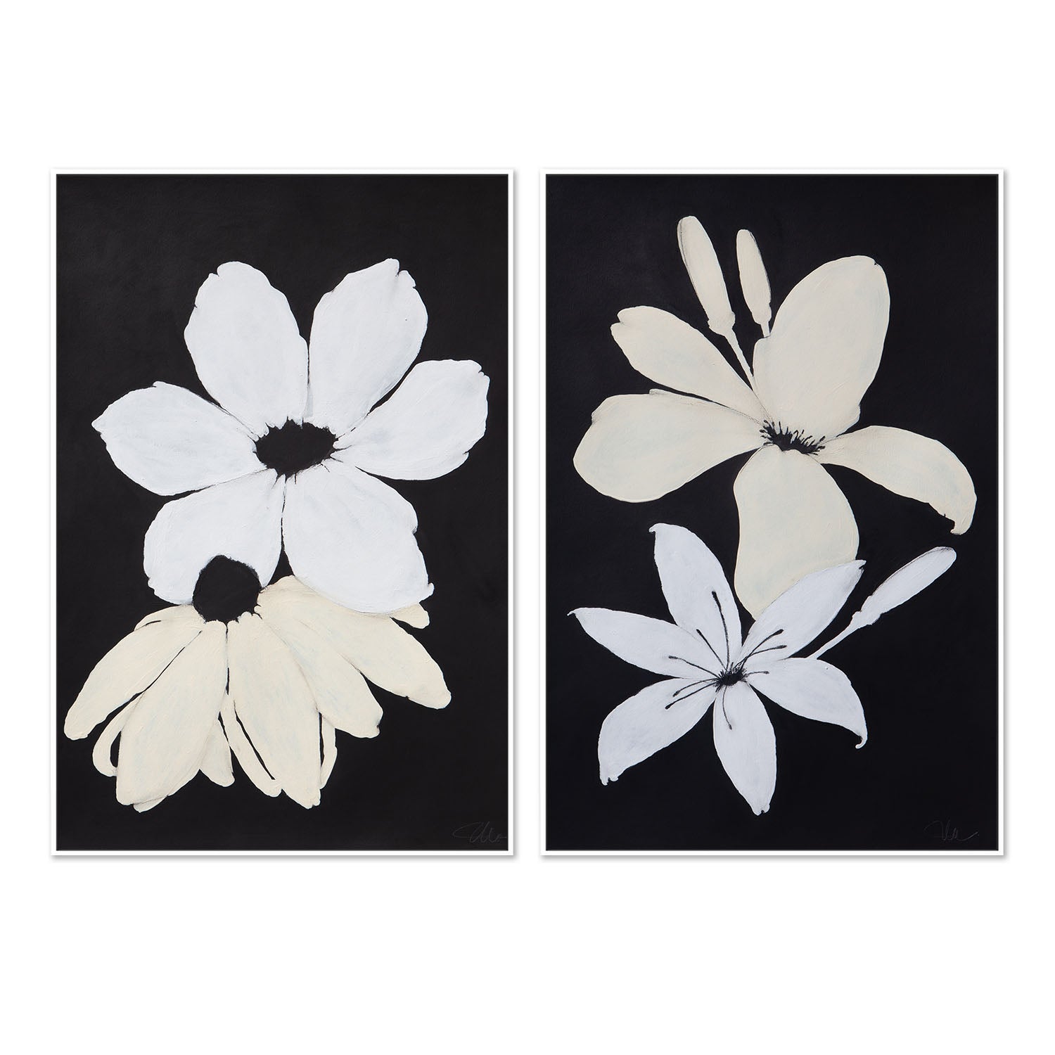 wall-art-print-canvas-poster-framed-Midnight Florals, Style C & D, Set Of 2 , By Filippoloco-5