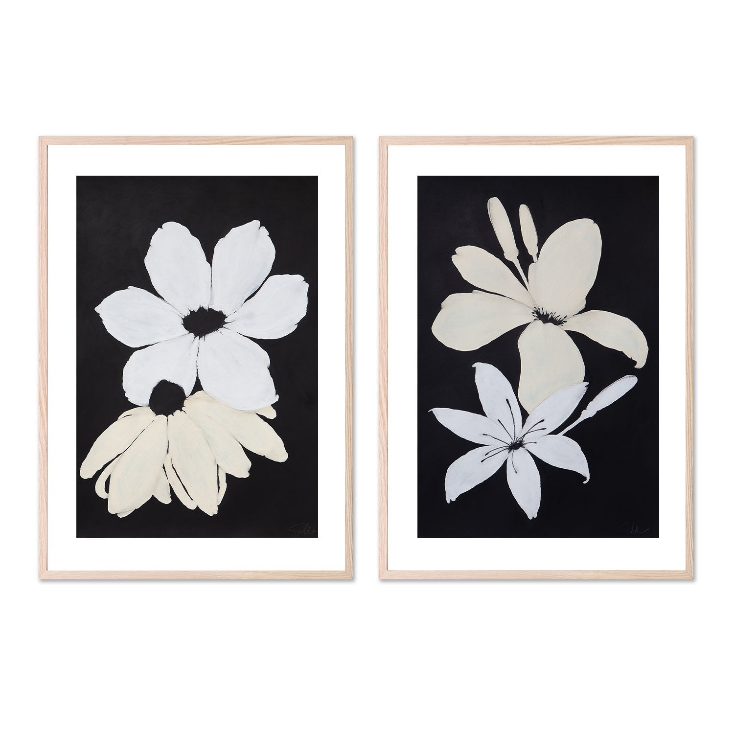 wall-art-print-canvas-poster-framed-Midnight Florals, Style C & D, Set Of 2 , By Filippoloco-6