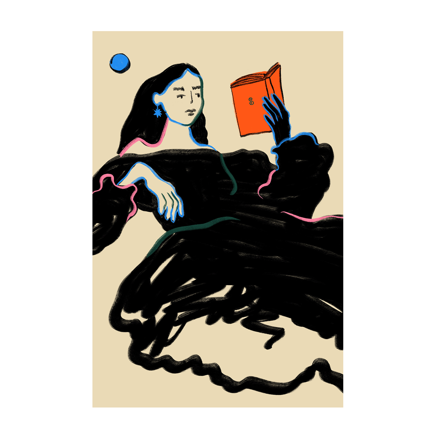 wall-art-print-canvas-poster-framed-Midnight Reading , By Sandra Poliakov-1