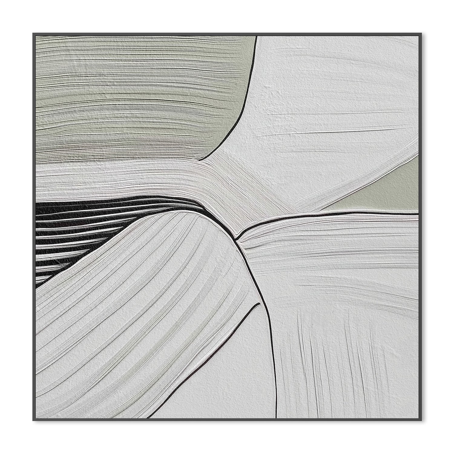 wall-art-print-canvas-poster-framed-Minimal Lines Grey Green, Style A , By Alma-3