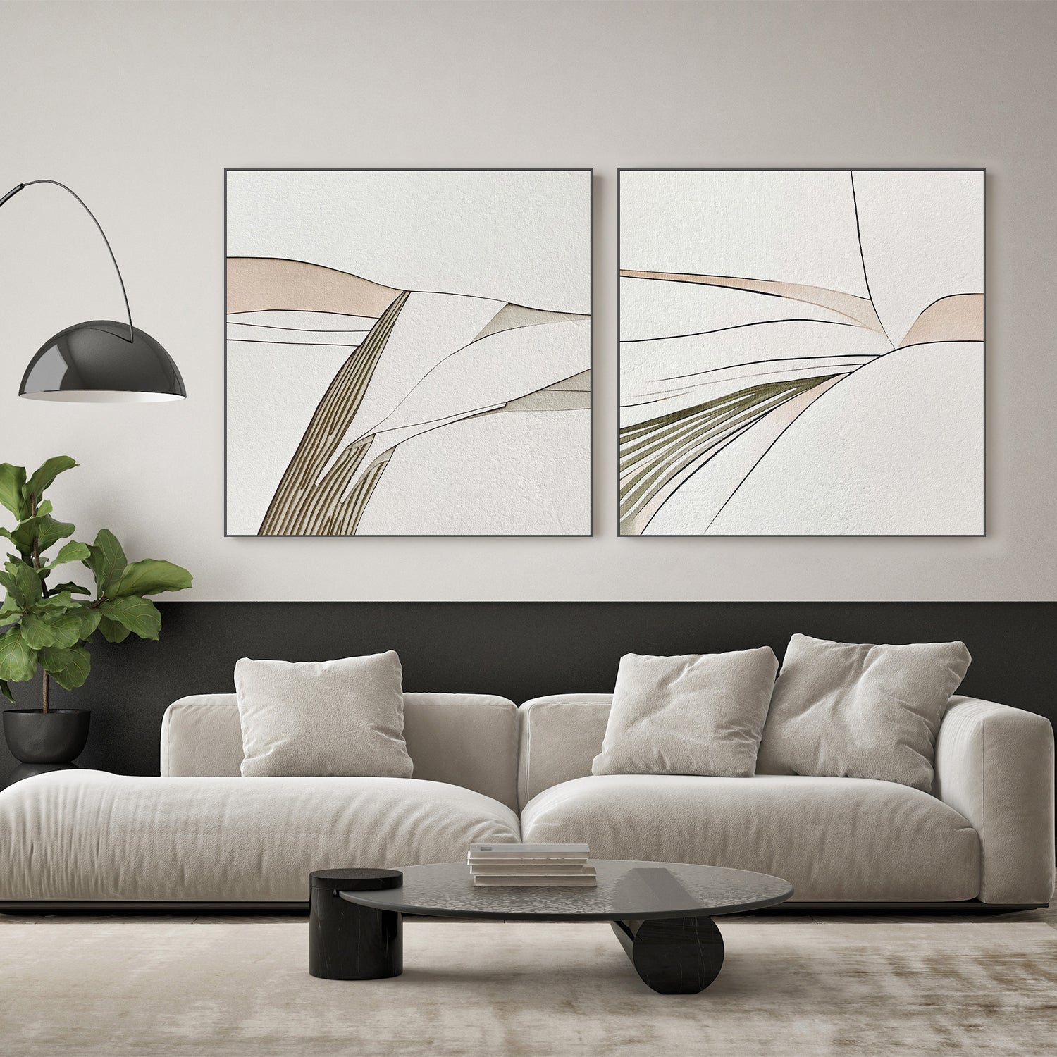 wall-art-print-canvas-poster-framed-Minimal Lines, Style A & B, Set Of 2 , By Alma-7