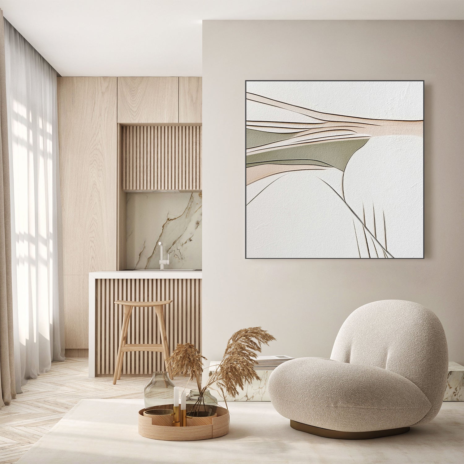 wall-art-print-canvas-poster-framed-Minimal Lines, Style C , By Alma-7