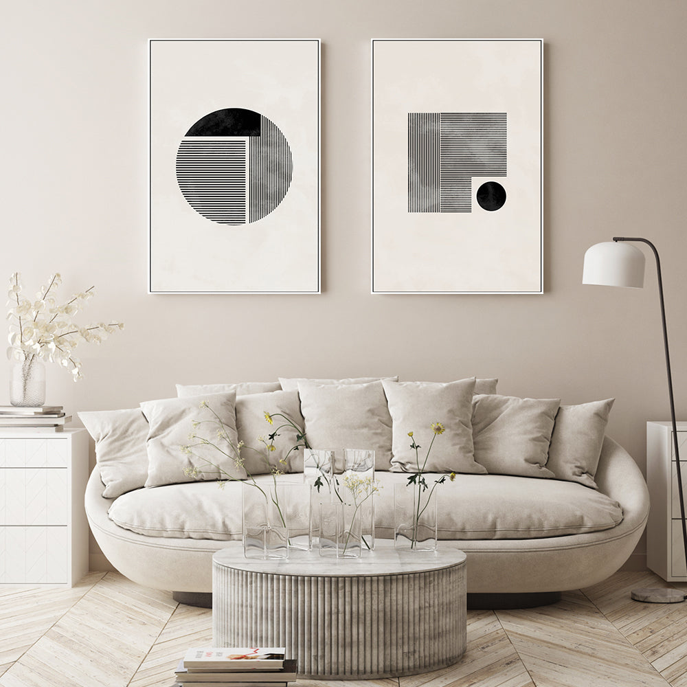 wall-art-print-canvas-poster-framed-Minimalist Geometry, Set Of 2-by-Plus X Studio-Gioia Wall Art