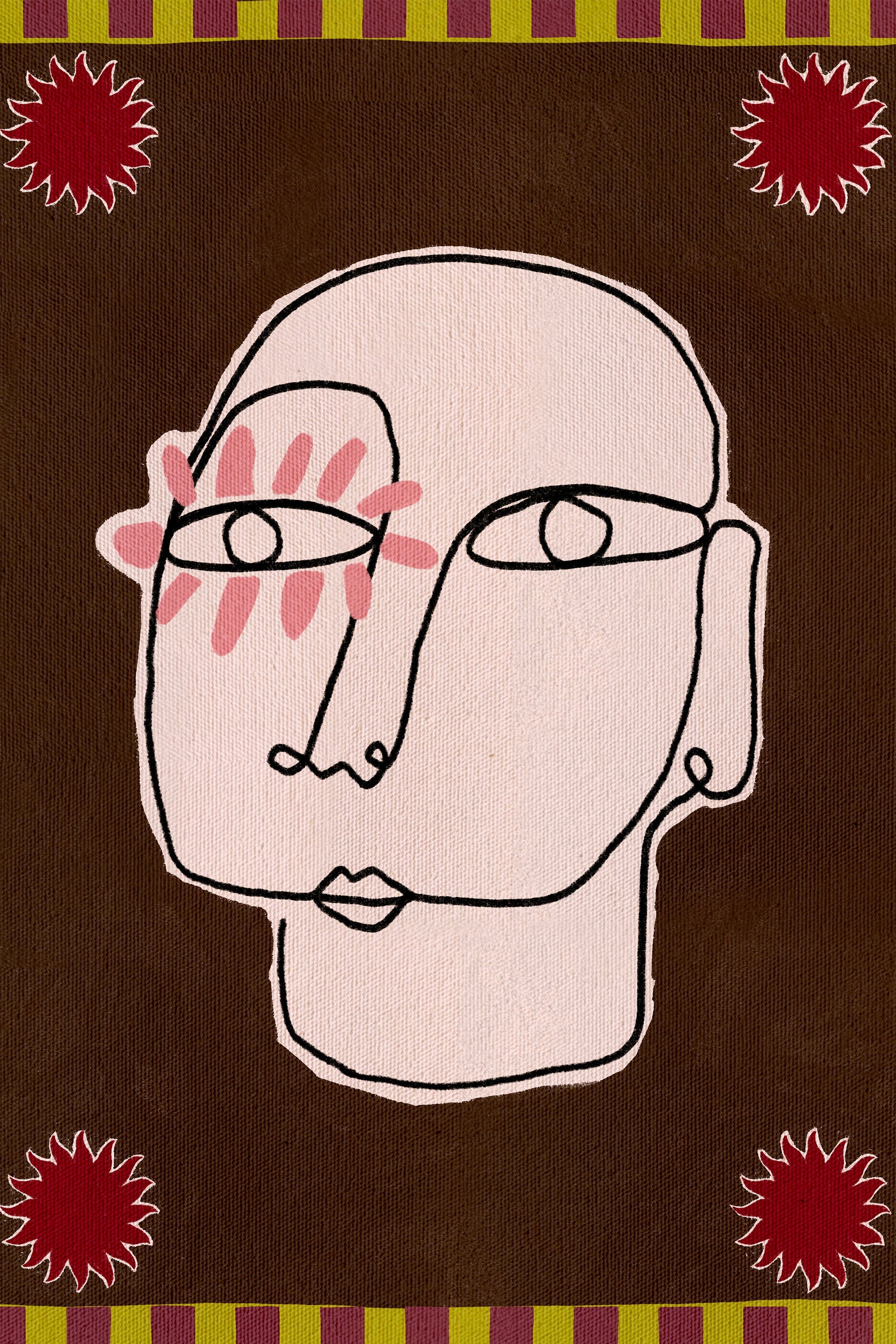 wall-art-print-canvas-poster-framed-Minimalist Line Drawing Of A Face-1