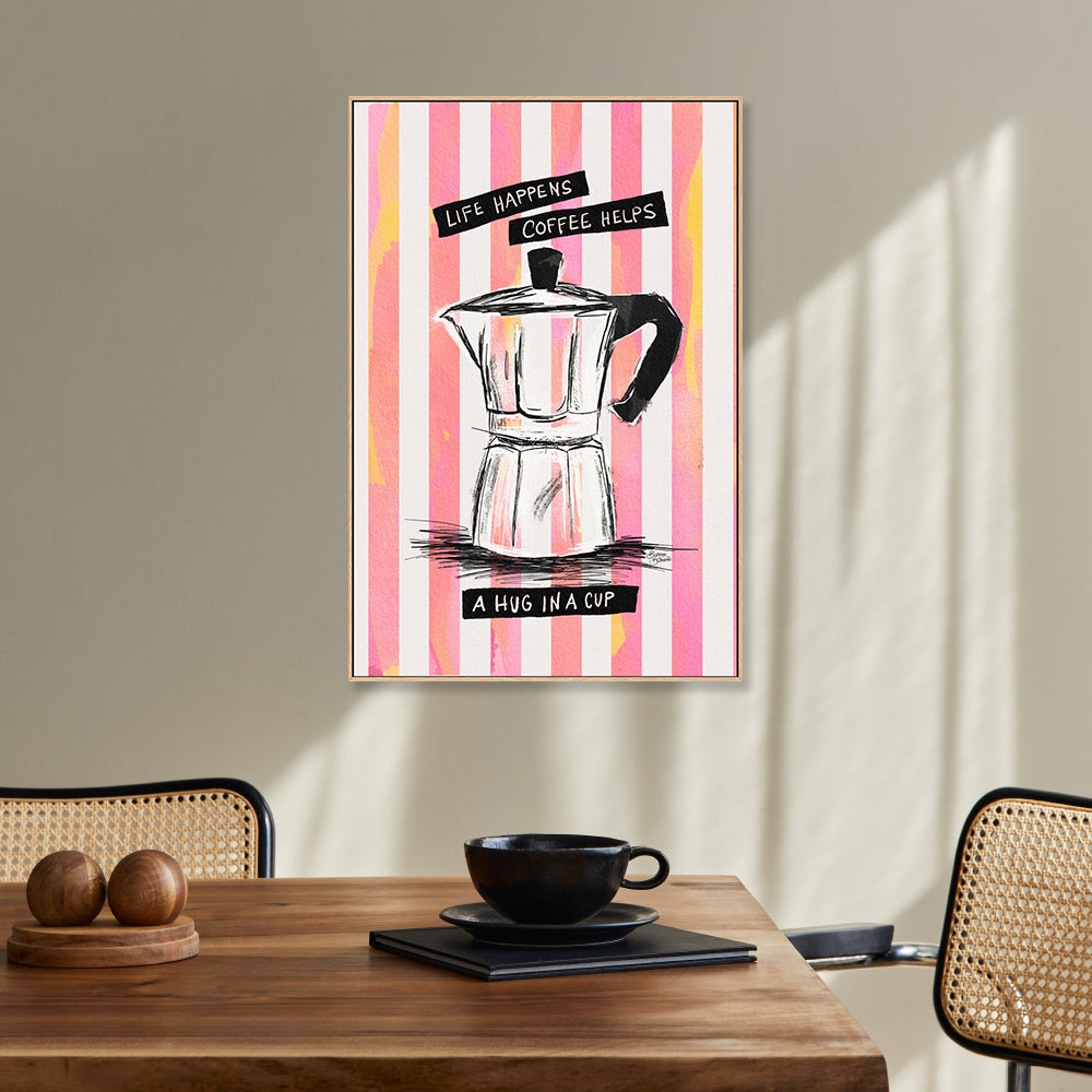 wall-art-print-canvas-poster-framed-Mocca Coffee on Stripes Hug in a Cup-2