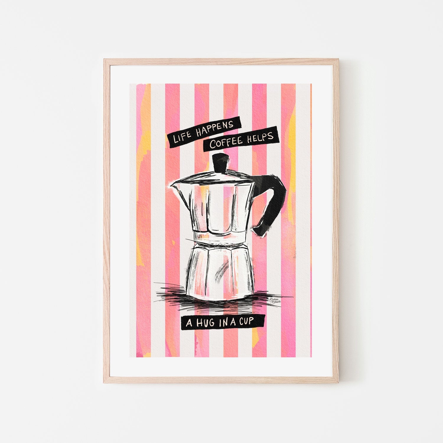 wall-art-print-canvas-poster-framed-Mocca Coffee on Stripes Hug in a Cup-6
